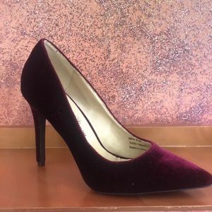 Wine Suede Pointed-Toe Pumps